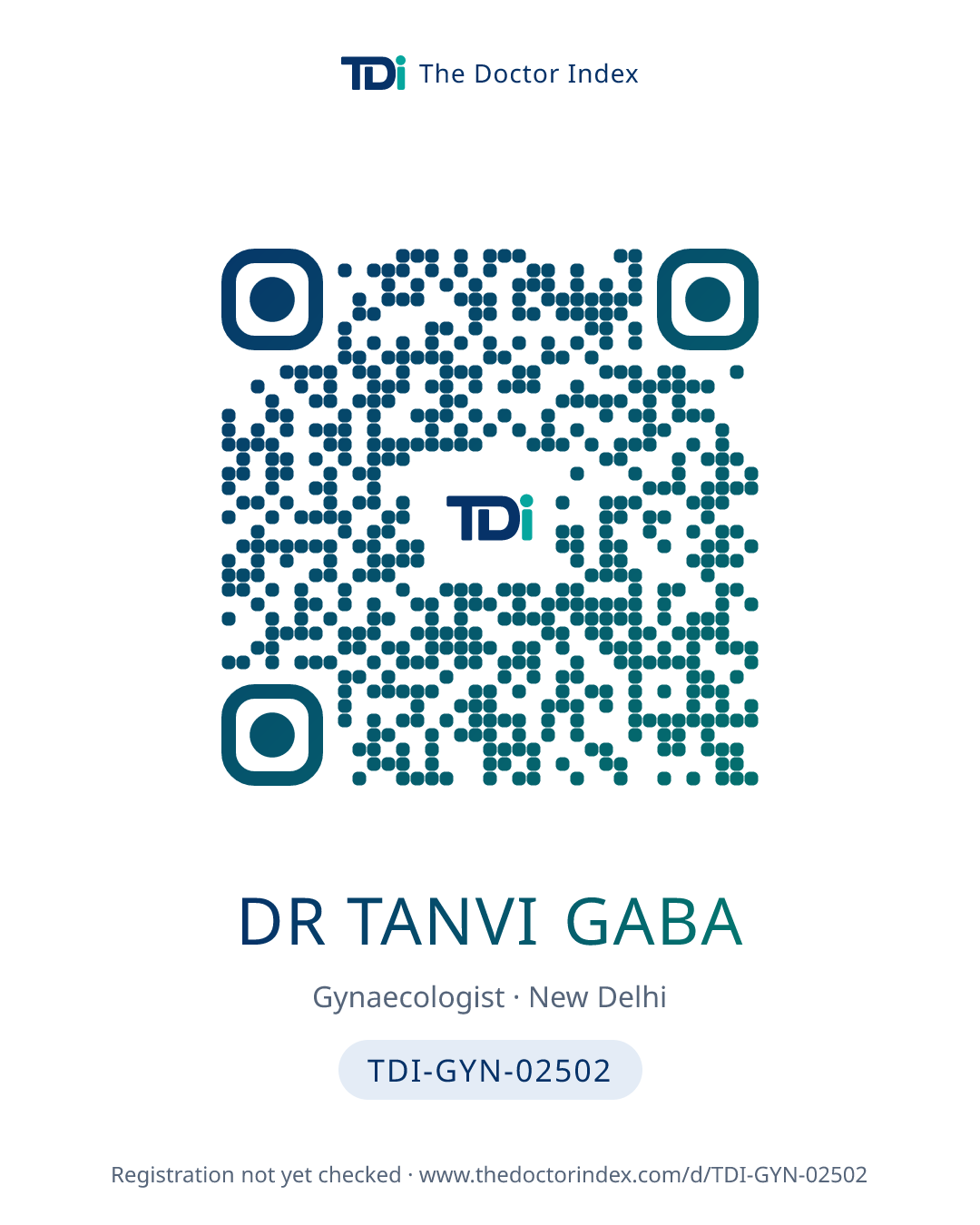 QR card for Dr Tanvi Gaba, TDI-GYN-02502