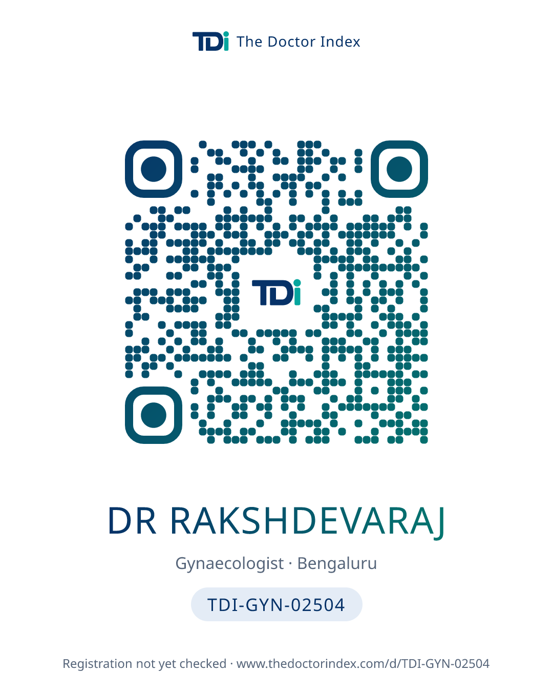 QR card for Dr Rakshdevaraj, TDI-GYN-02504
