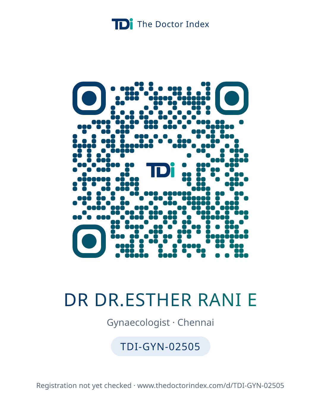 QR card for Dr Dr.esther Rani E, TDI-GYN-02505
