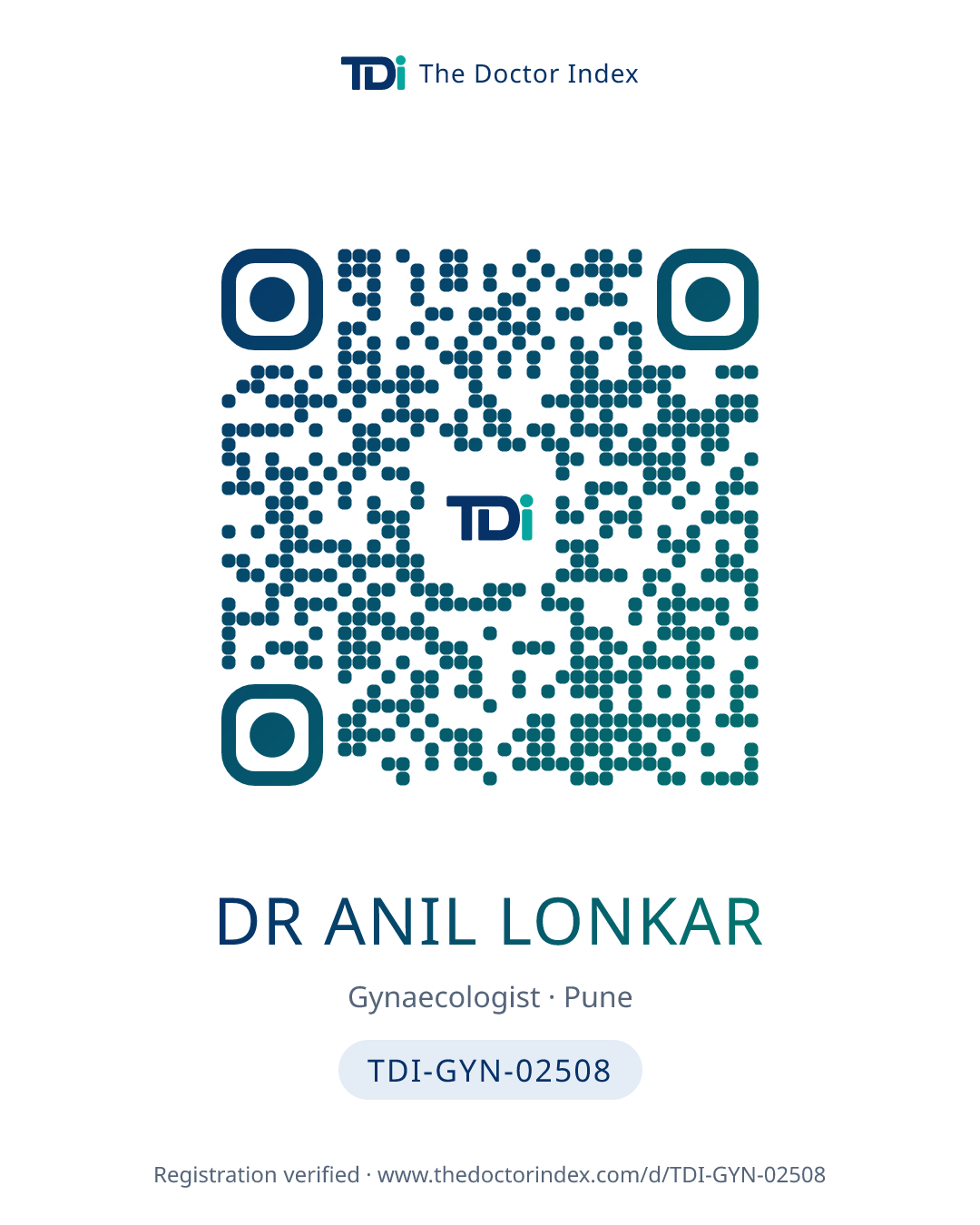 QR card for Dr Anil Lonkar, TDI-GYN-02508