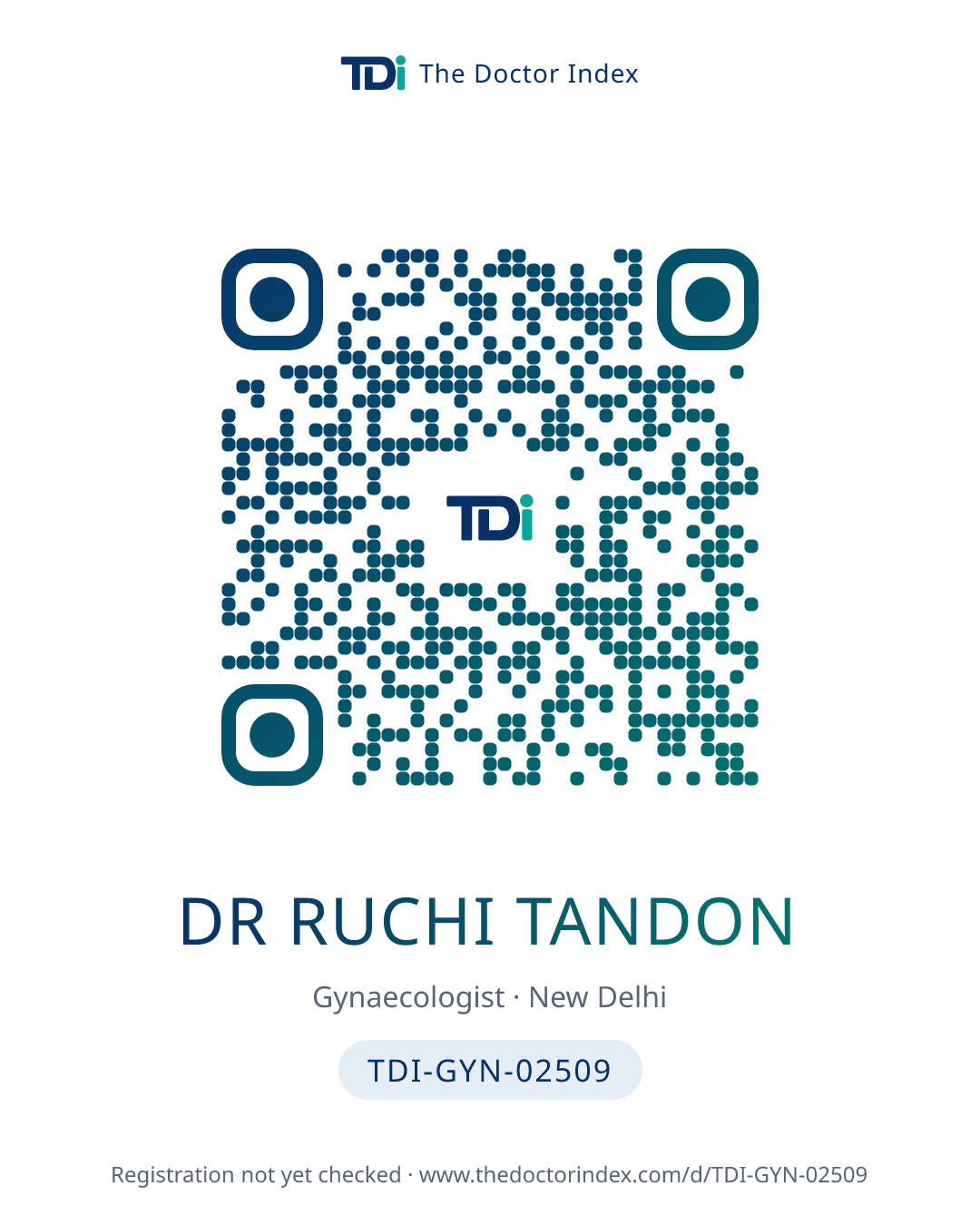 QR card for Dr Ruchi Tandon, TDI-GYN-02509