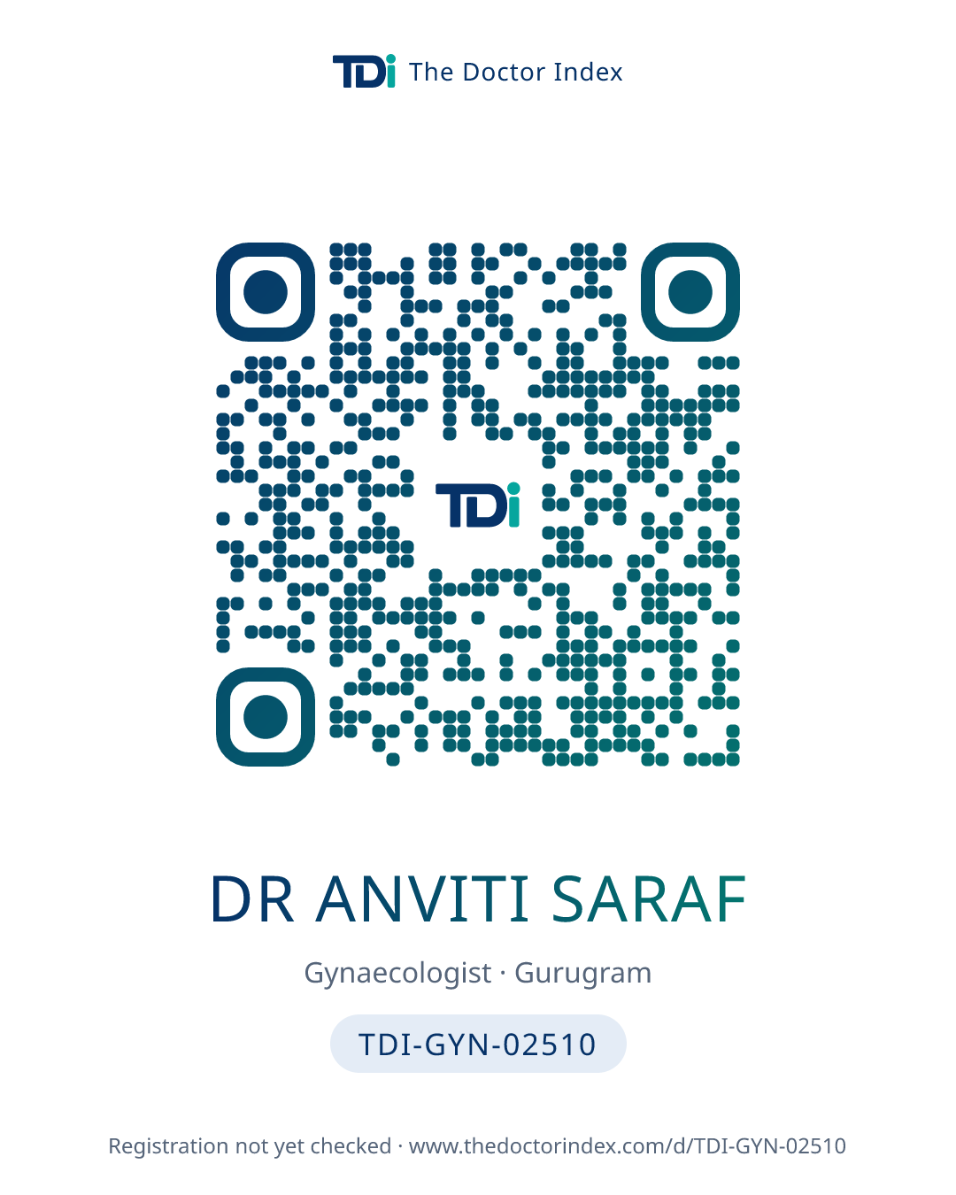 QR card for Dr Anviti Saraf, TDI-GYN-02510