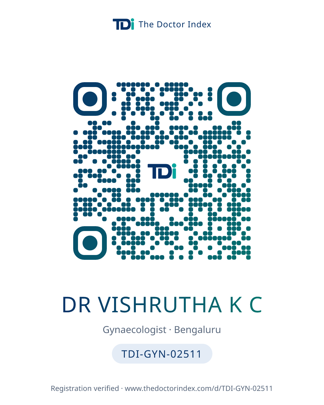 QR card for Dr Vishrutha K C, TDI-GYN-02511