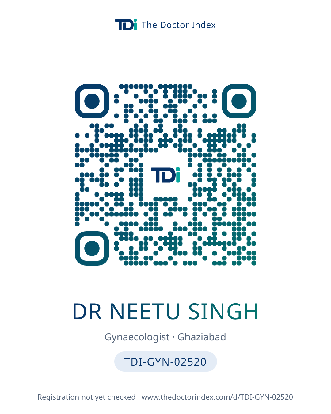 QR card for Dr Neetu Singh, TDI-GYN-02520