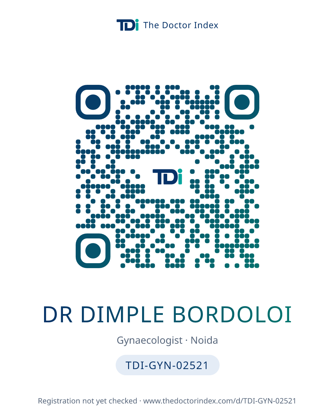 QR card for Dr Dimple Bordoloi, TDI-GYN-02521