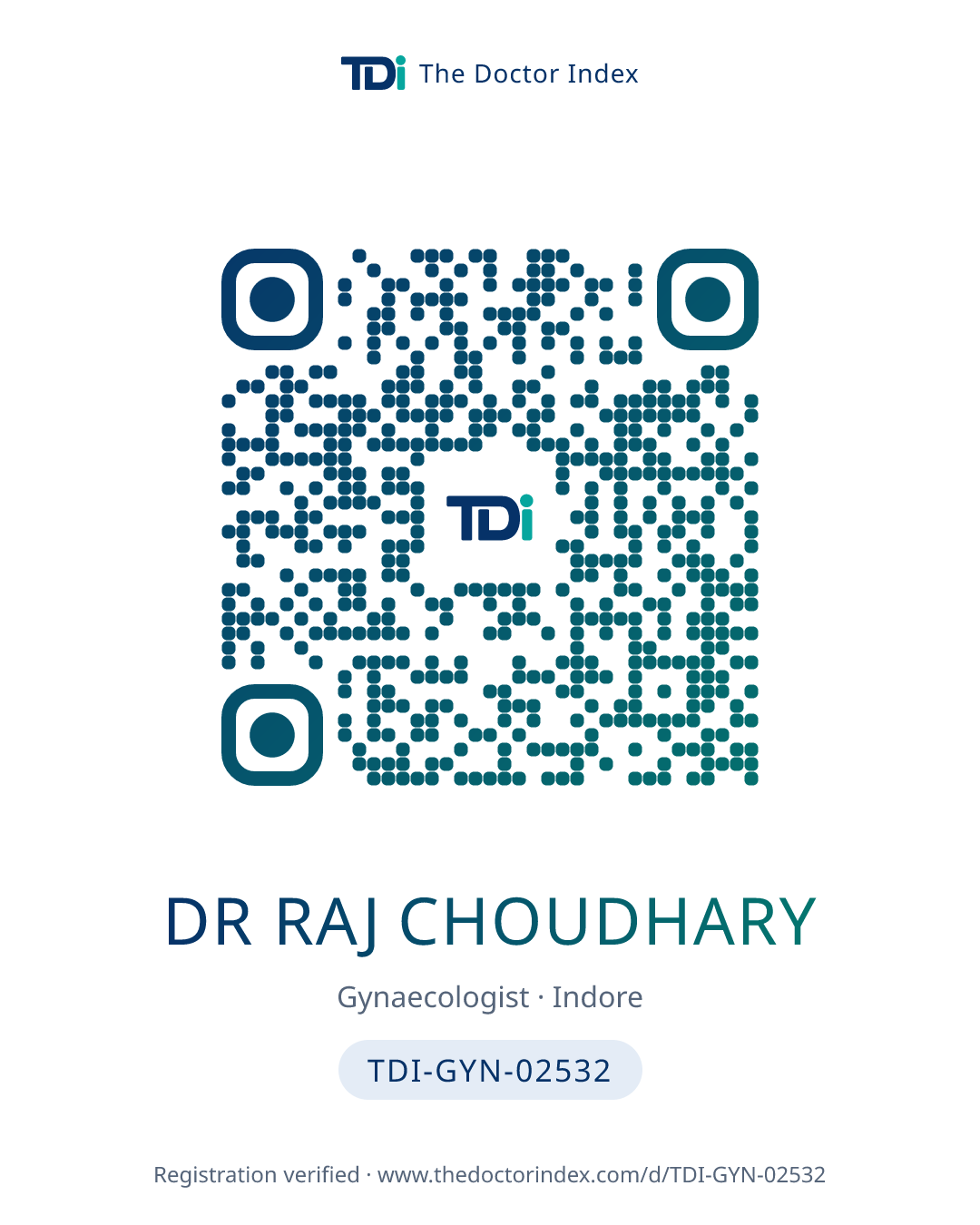 QR card for Dr Raj Choudhary, TDI-GYN-02532