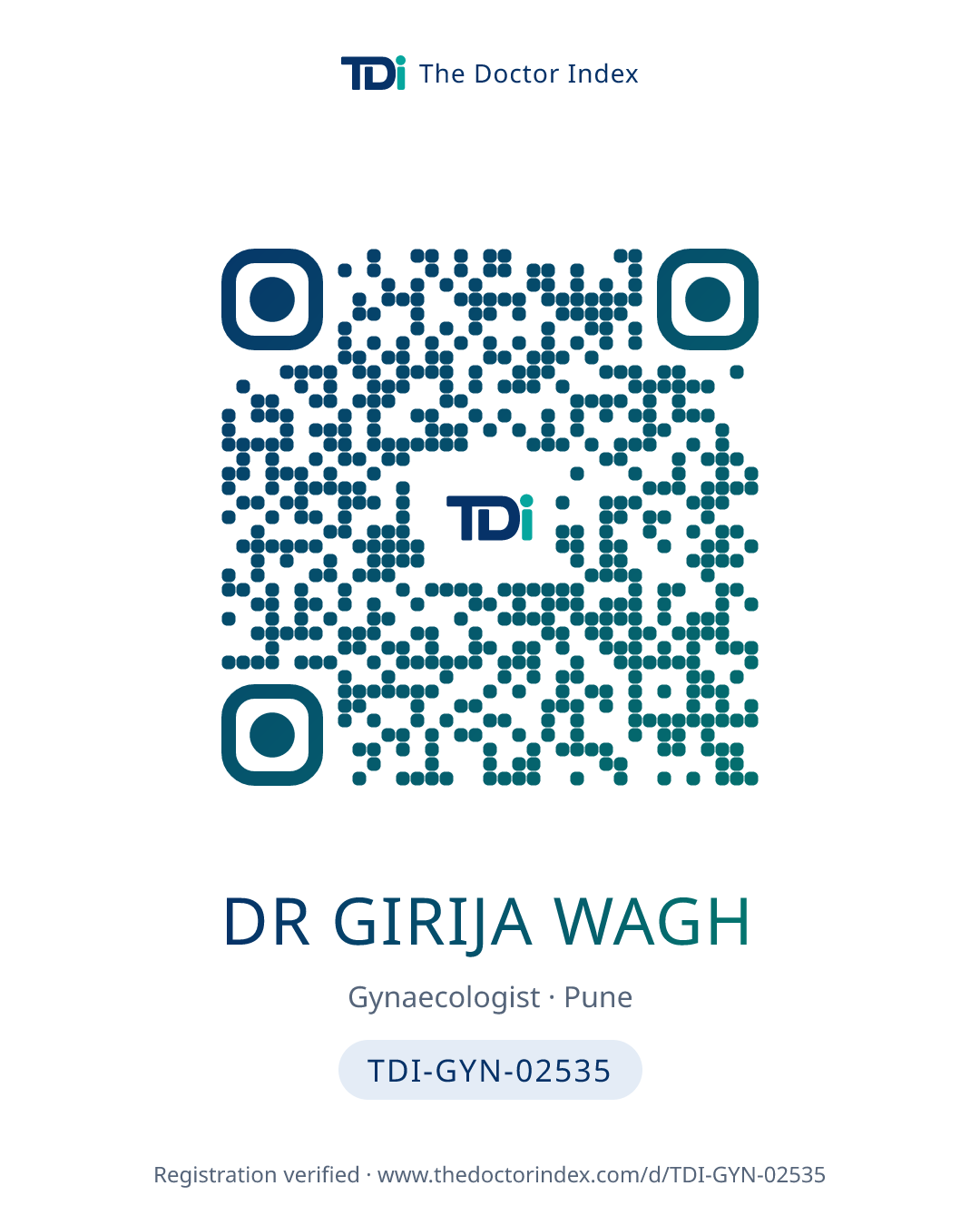 QR card for Dr Girija Wagh, TDI-GYN-02535