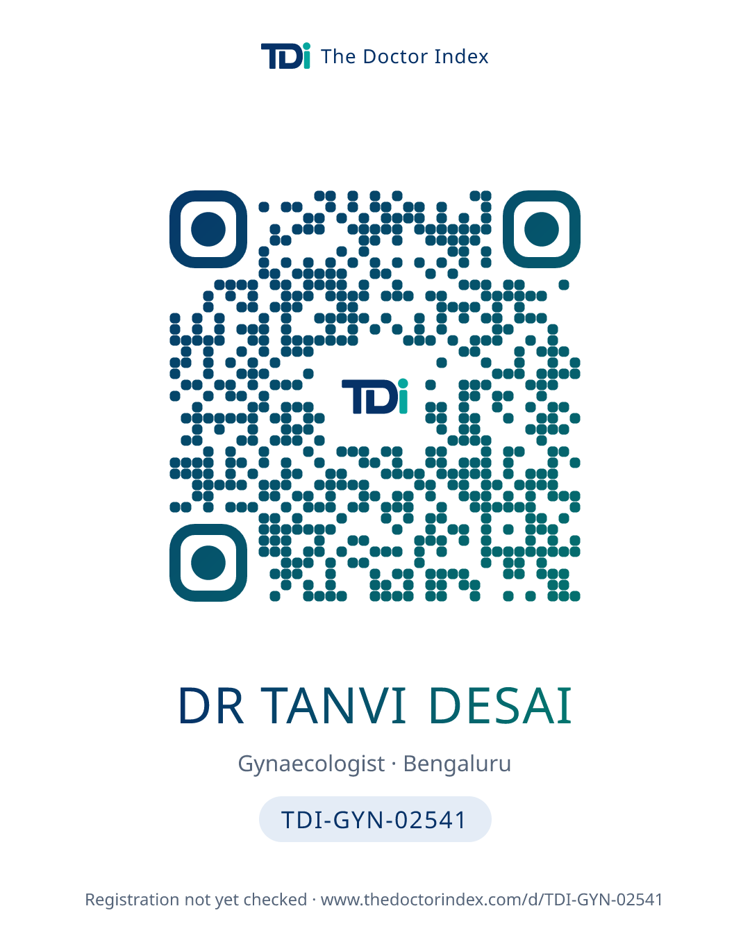QR card for Dr Tanvi Desai, TDI-GYN-02541