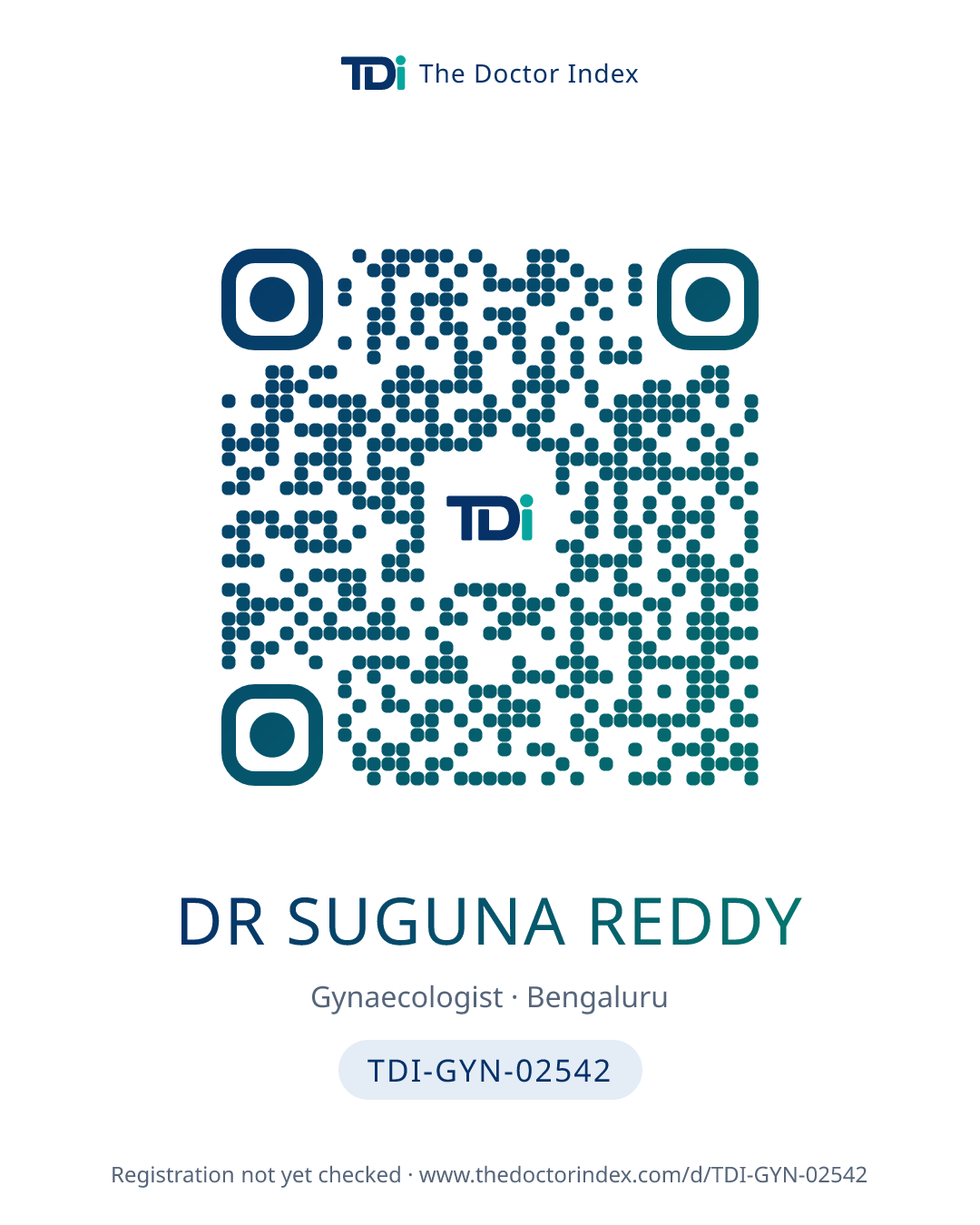 QR card for Dr Suguna Reddy, TDI-GYN-02542