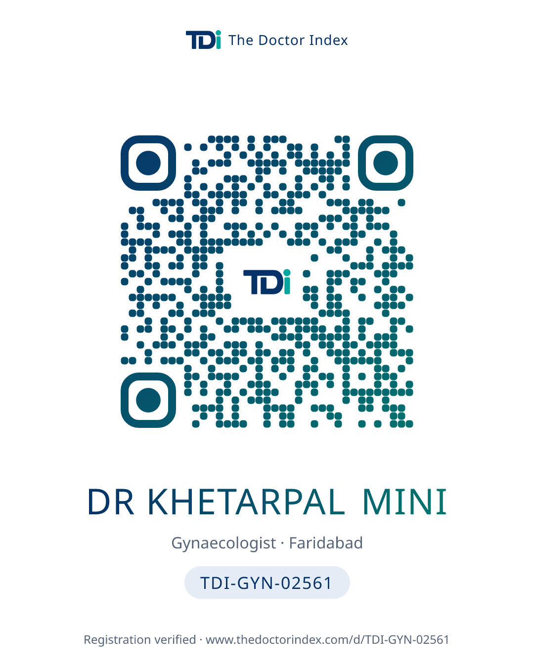 QR card for Dr Khetarpal Mini, TDI-GYN-02561