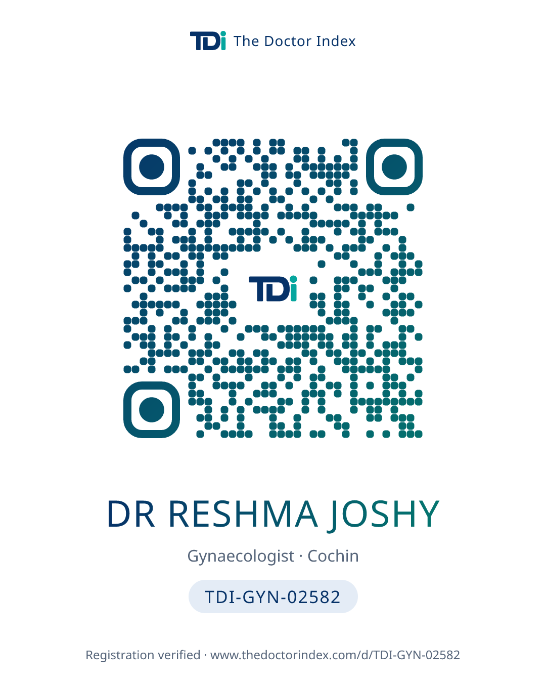 QR card for Dr Reshma Joshy, TDI-GYN-02582