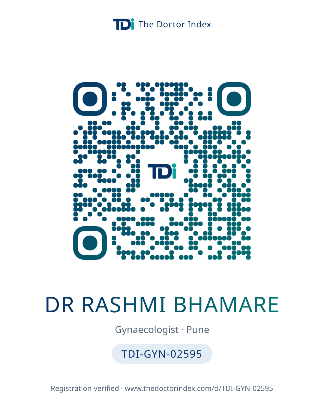 QR card for Dr Rashmi Bhamare, TDI-GYN-02595