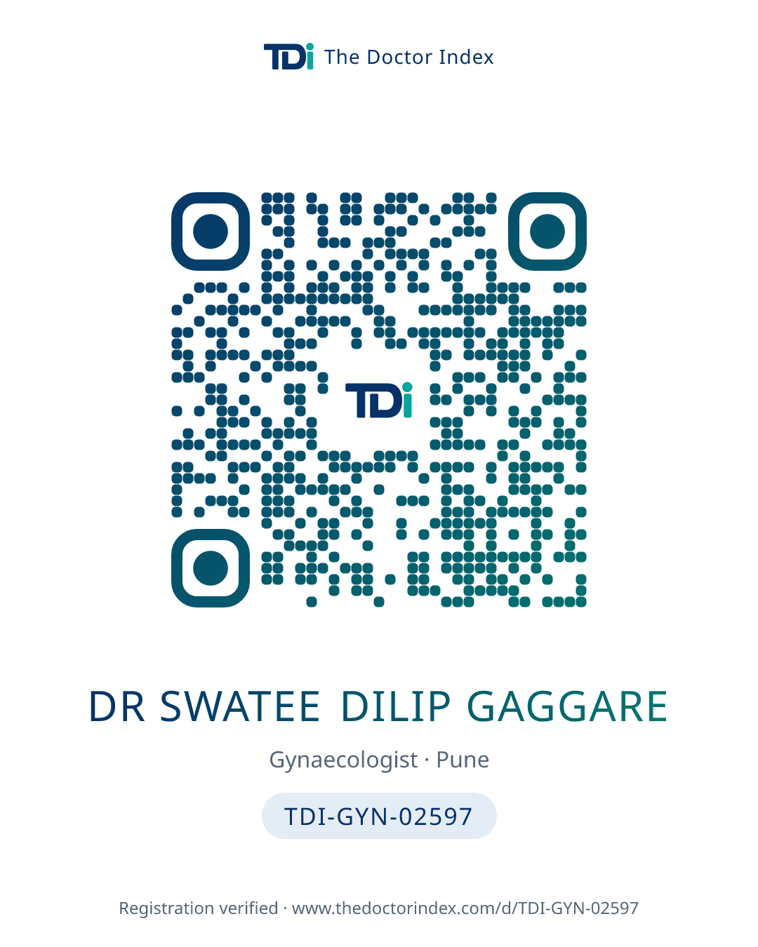 QR card for Dr Swatee Dilip Gaggare, TDI-GYN-02597
