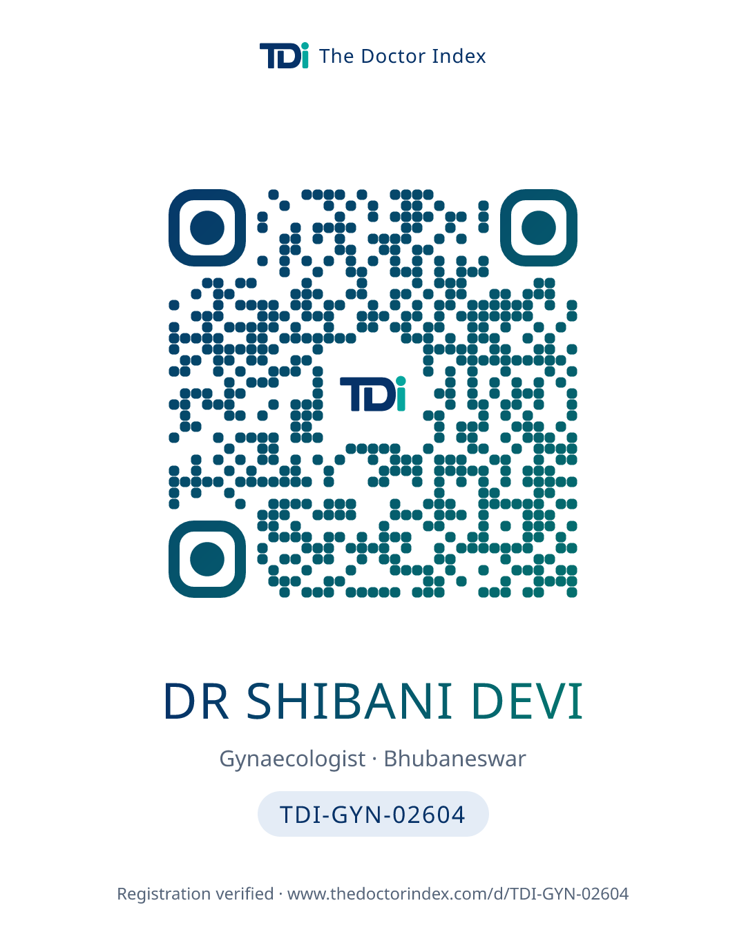 QR card for Dr Shibani Devi, TDI-GYN-02604