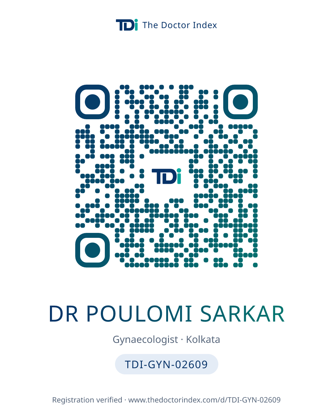 QR card for Dr Poulomi Sarkar, TDI-GYN-02609