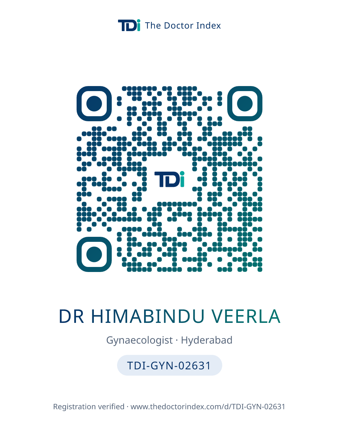 QR card for Dr Himabindu Veerla, TDI-GYN-02631
