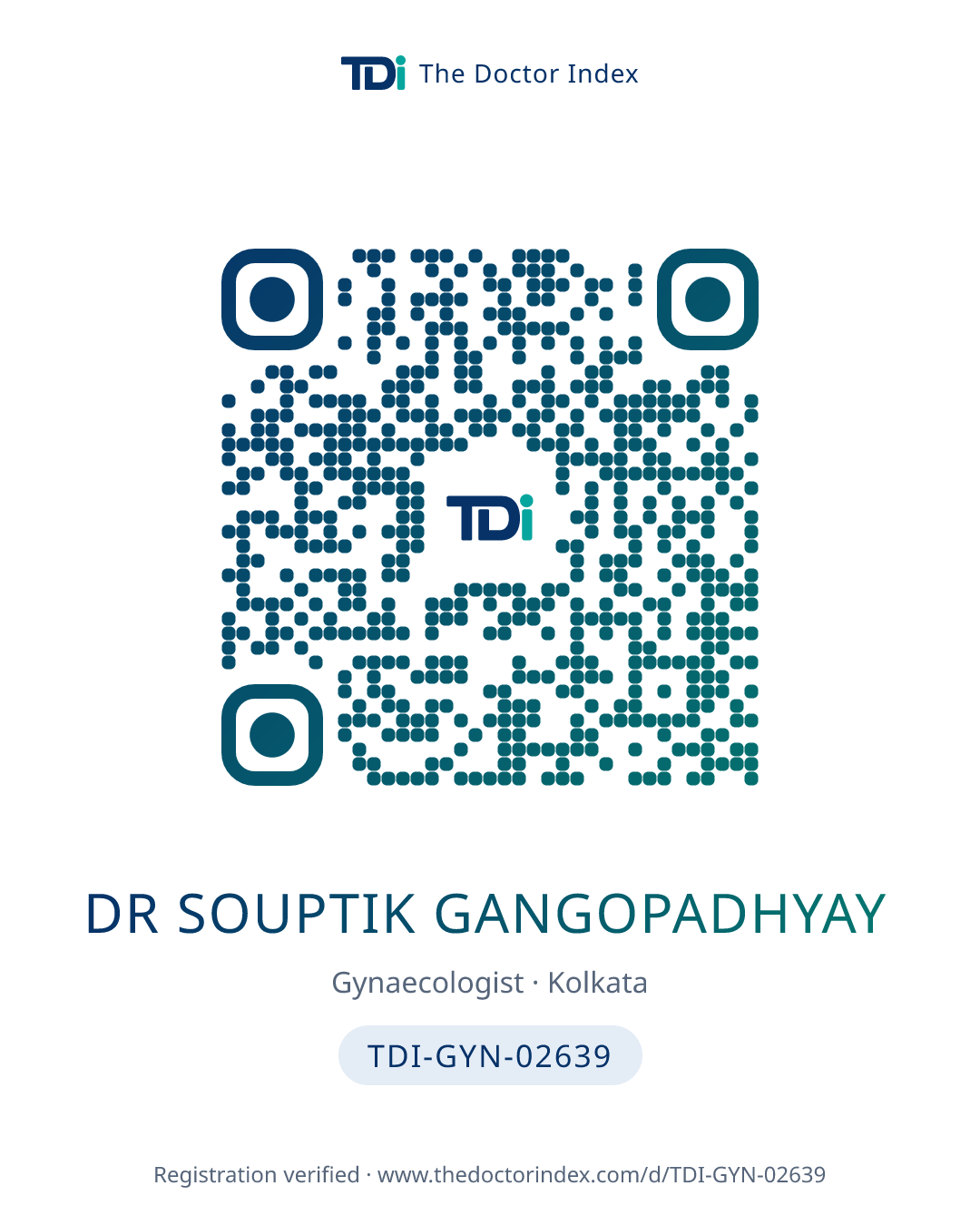 QR card for Dr Souptik Gangopadhyay, TDI-GYN-02639