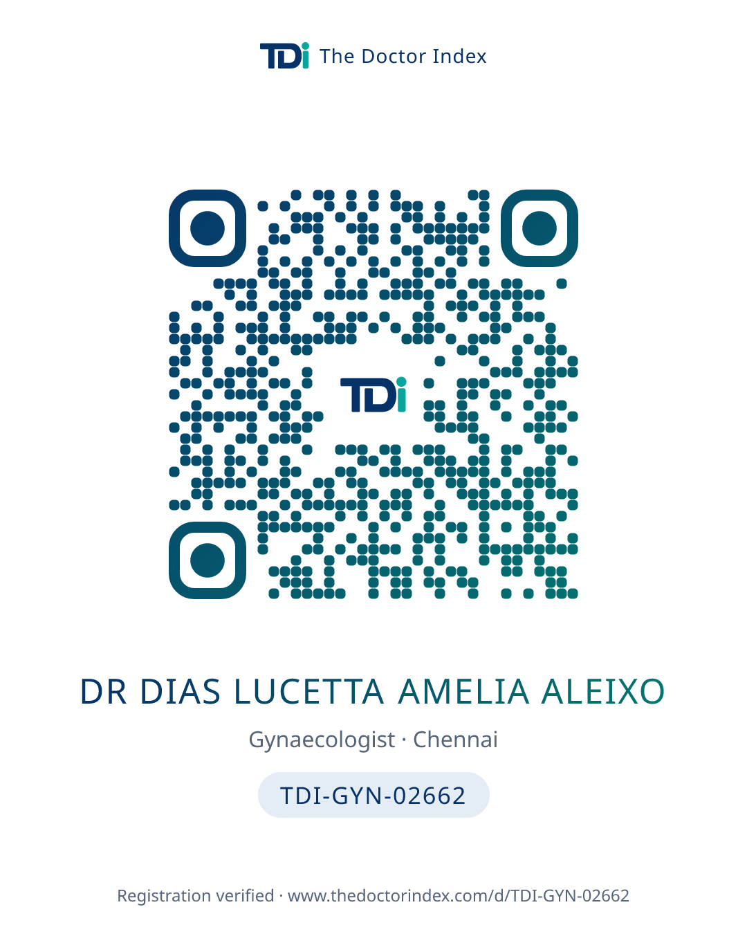QR card for Dr Dias Lucetta Amelia Aleixo, TDI-GYN-02662