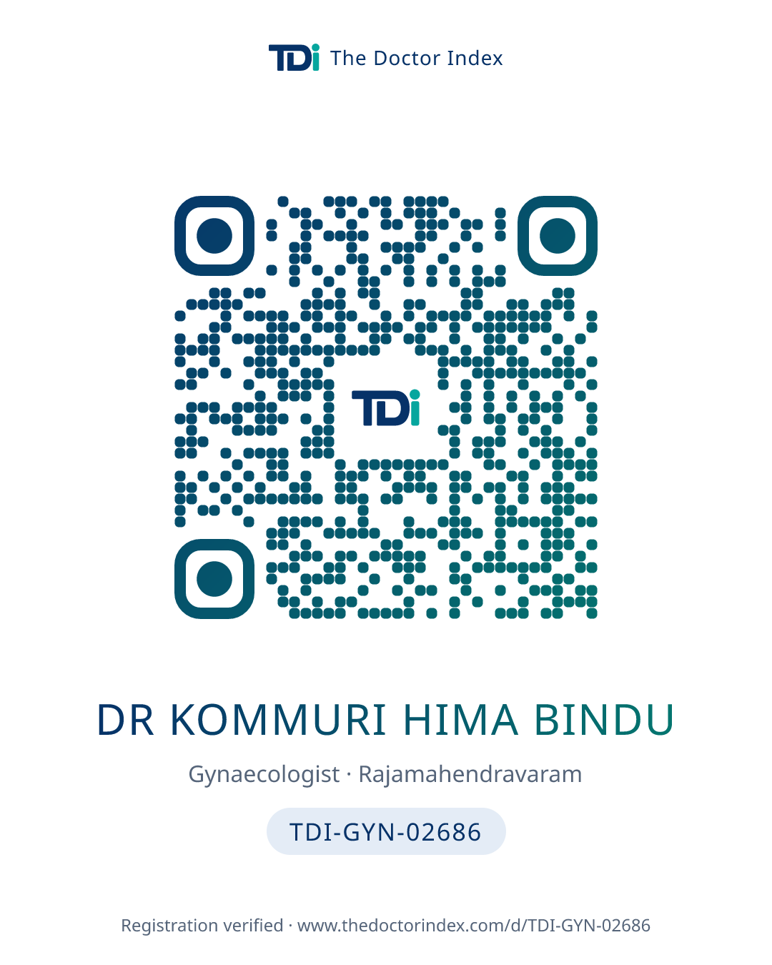QR card for Dr Kommuri Hima Bindu, TDI-GYN-02686