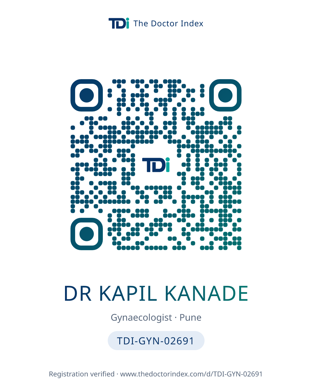 QR card for Dr Kapil Kanade, TDI-GYN-02691