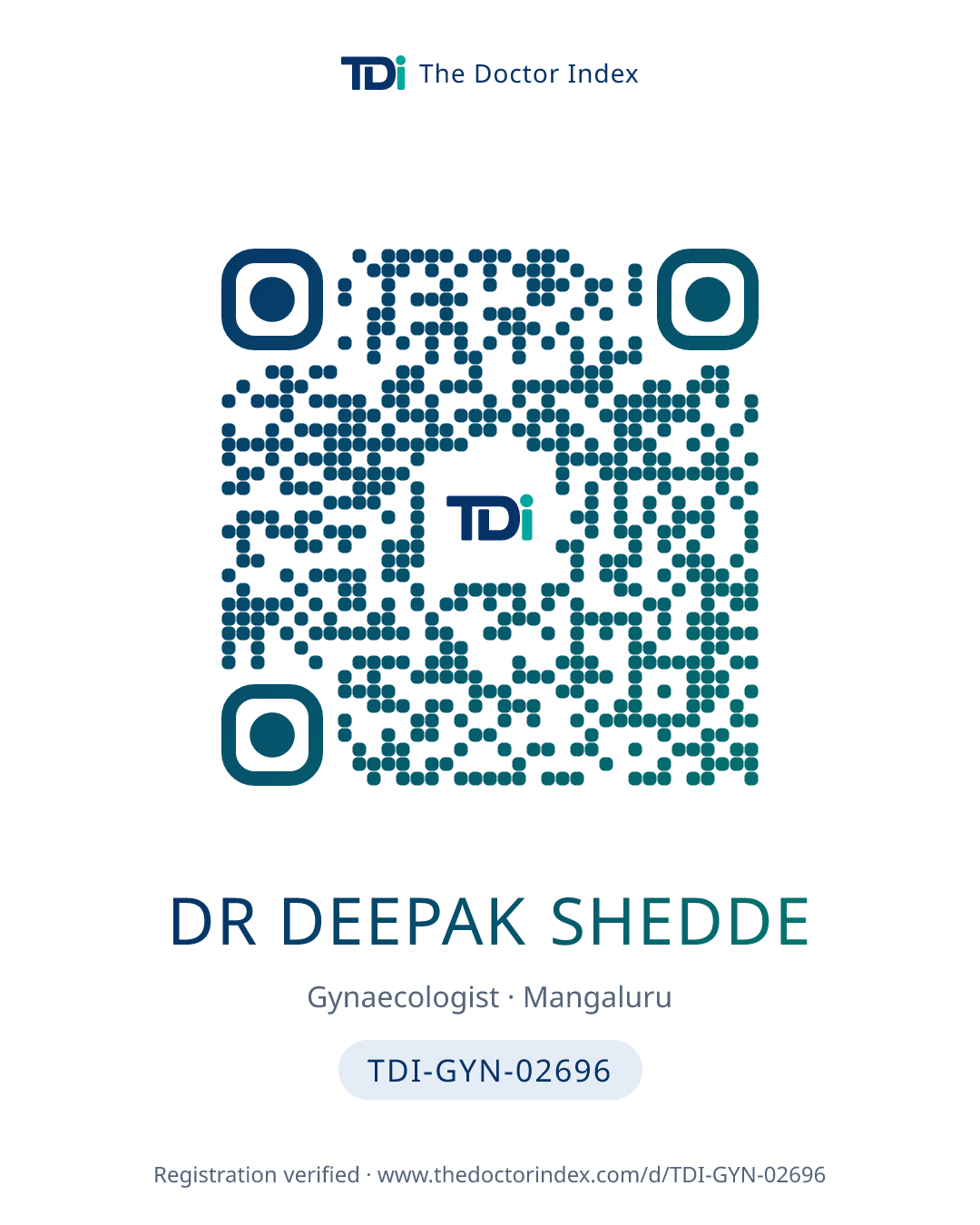 QR card for Dr Deepak Shedde, TDI-GYN-02696