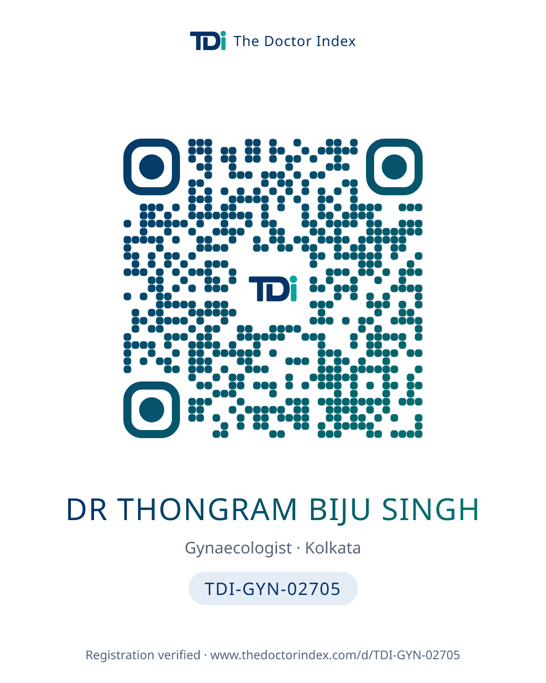 QR card for Dr Thongram Biju Singh, TDI-GYN-02705