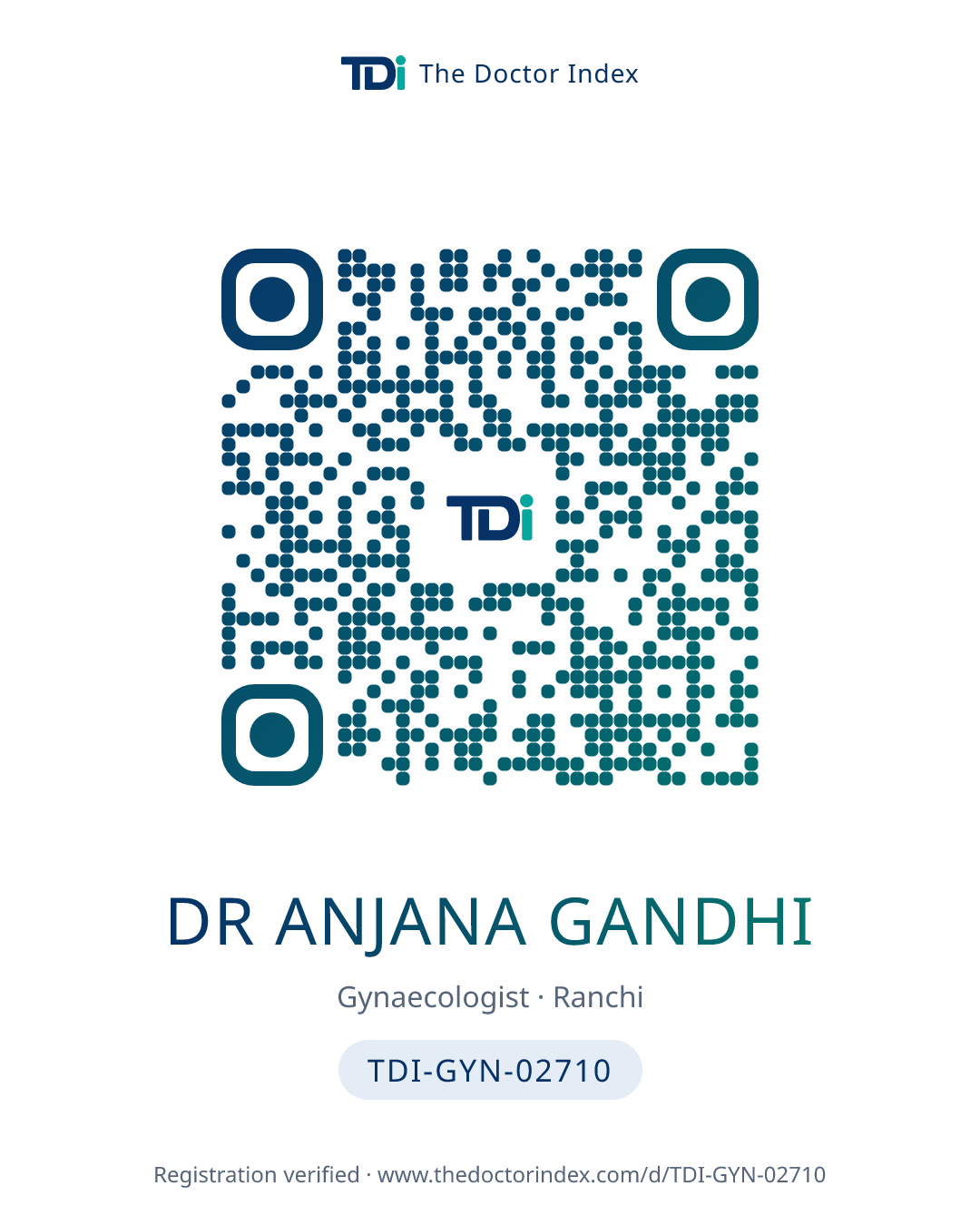 QR card for Dr Anjana Gandhi, TDI-GYN-02710