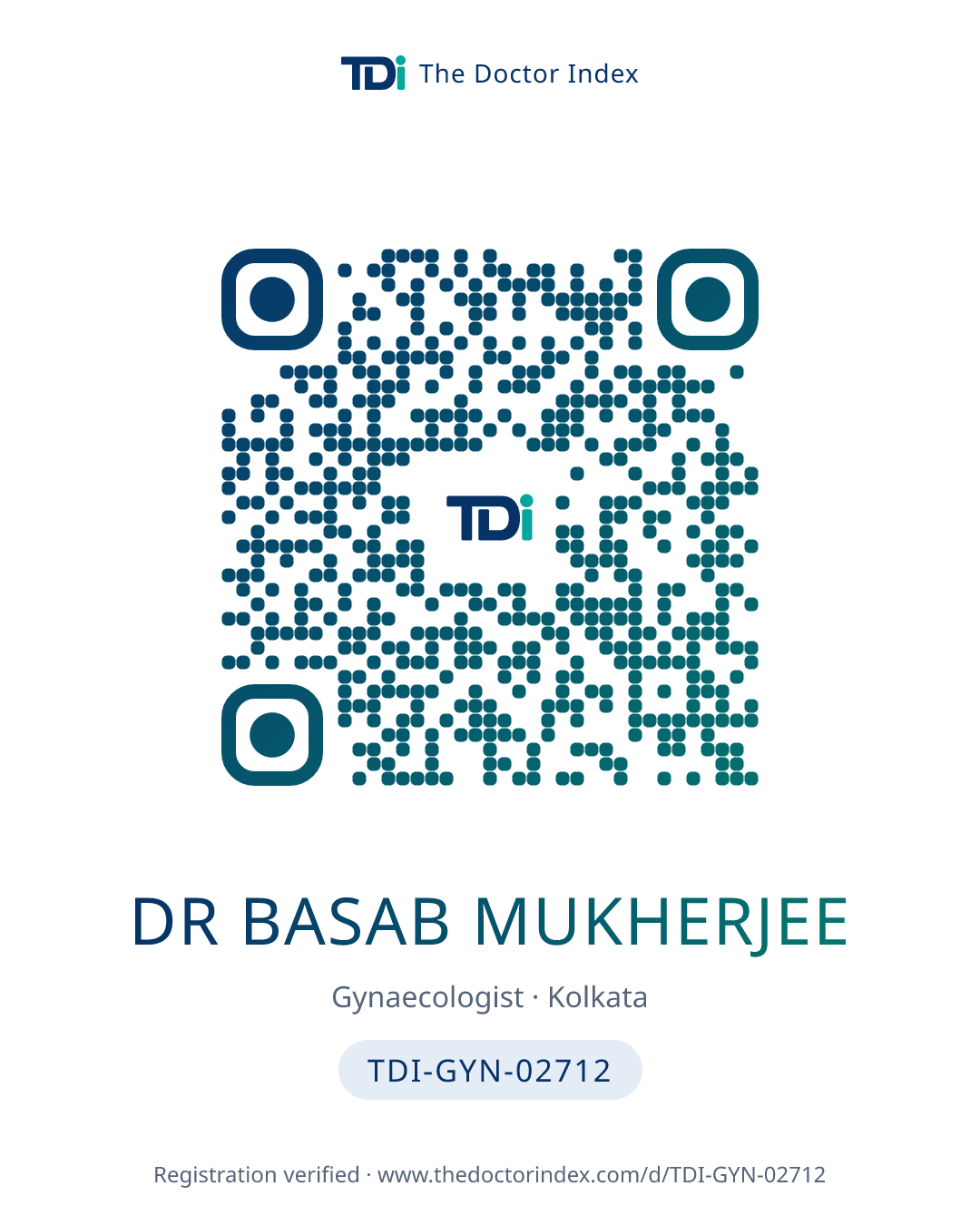 QR card for Dr Basab Mukherjee, TDI-GYN-02712
