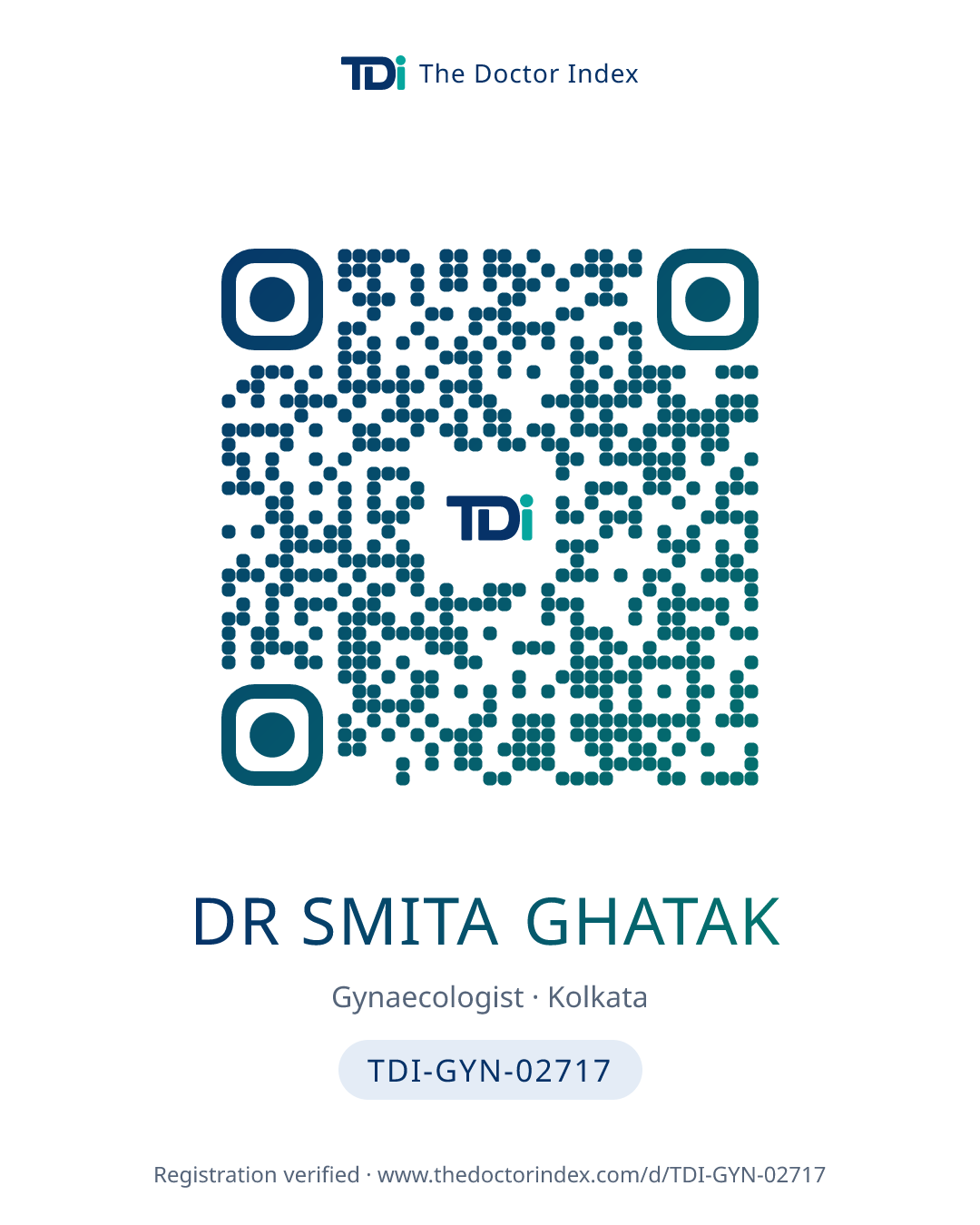 QR card for Dr Smita Ghatak, TDI-GYN-02717