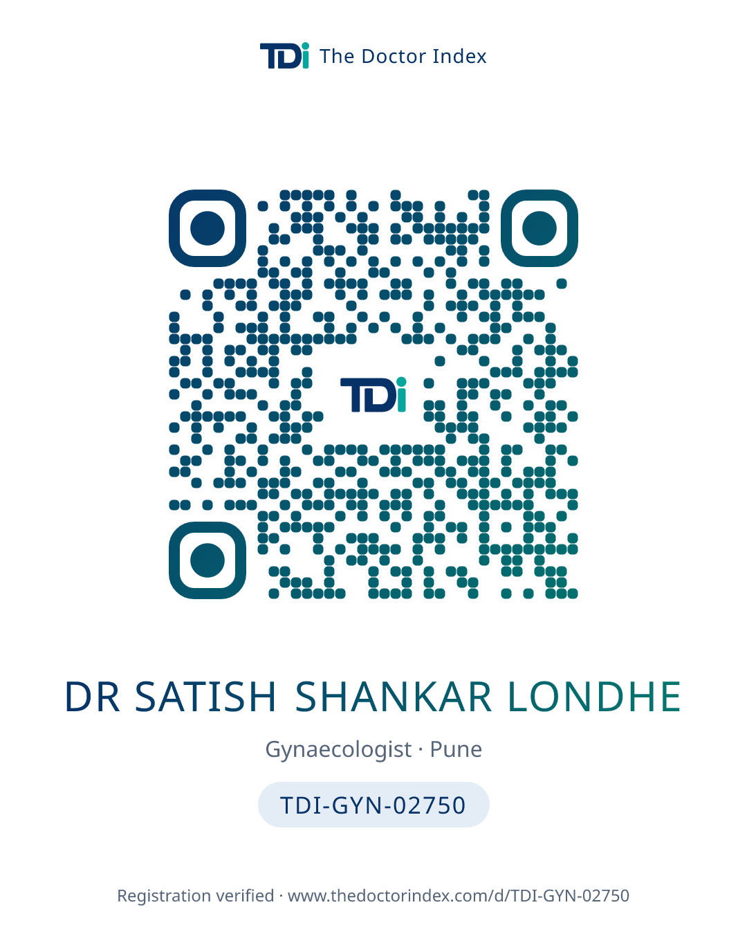 QR card for Dr Satish Shankar Londhe, TDI-GYN-02750