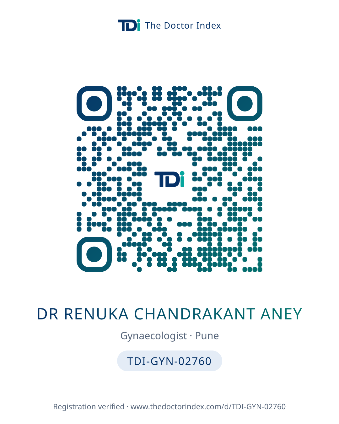 QR card for Dr Renuka Chandrakant Aney, TDI-GYN-02760