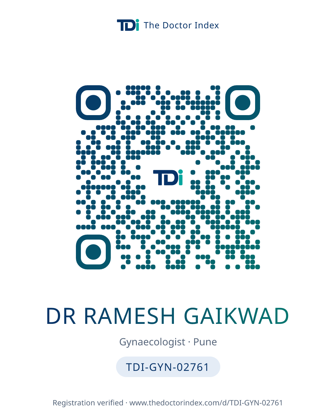 QR card for Dr Ramesh Gaikwad, TDI-GYN-02761