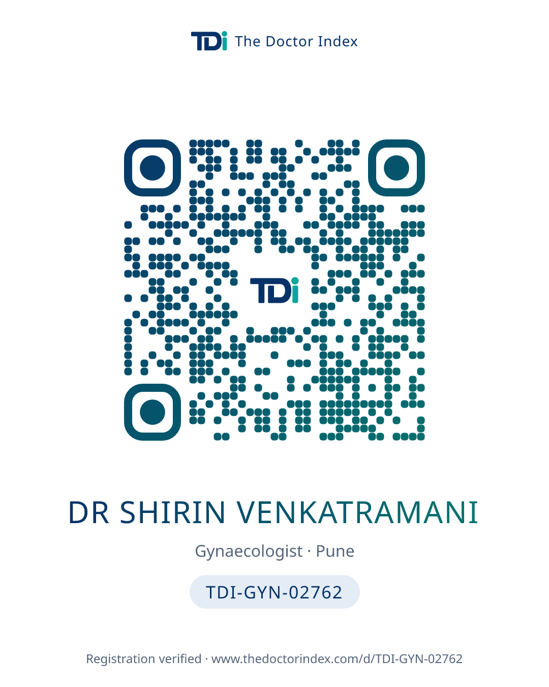 QR card for Dr Shirin Venkatramani, TDI-GYN-02762