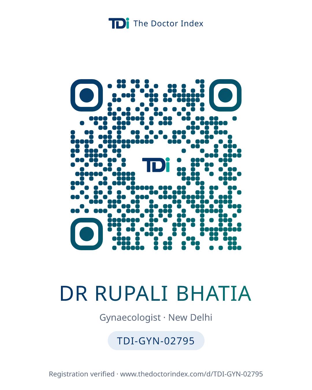 QR card for Dr Rupali Bhatia, TDI-GYN-02795
