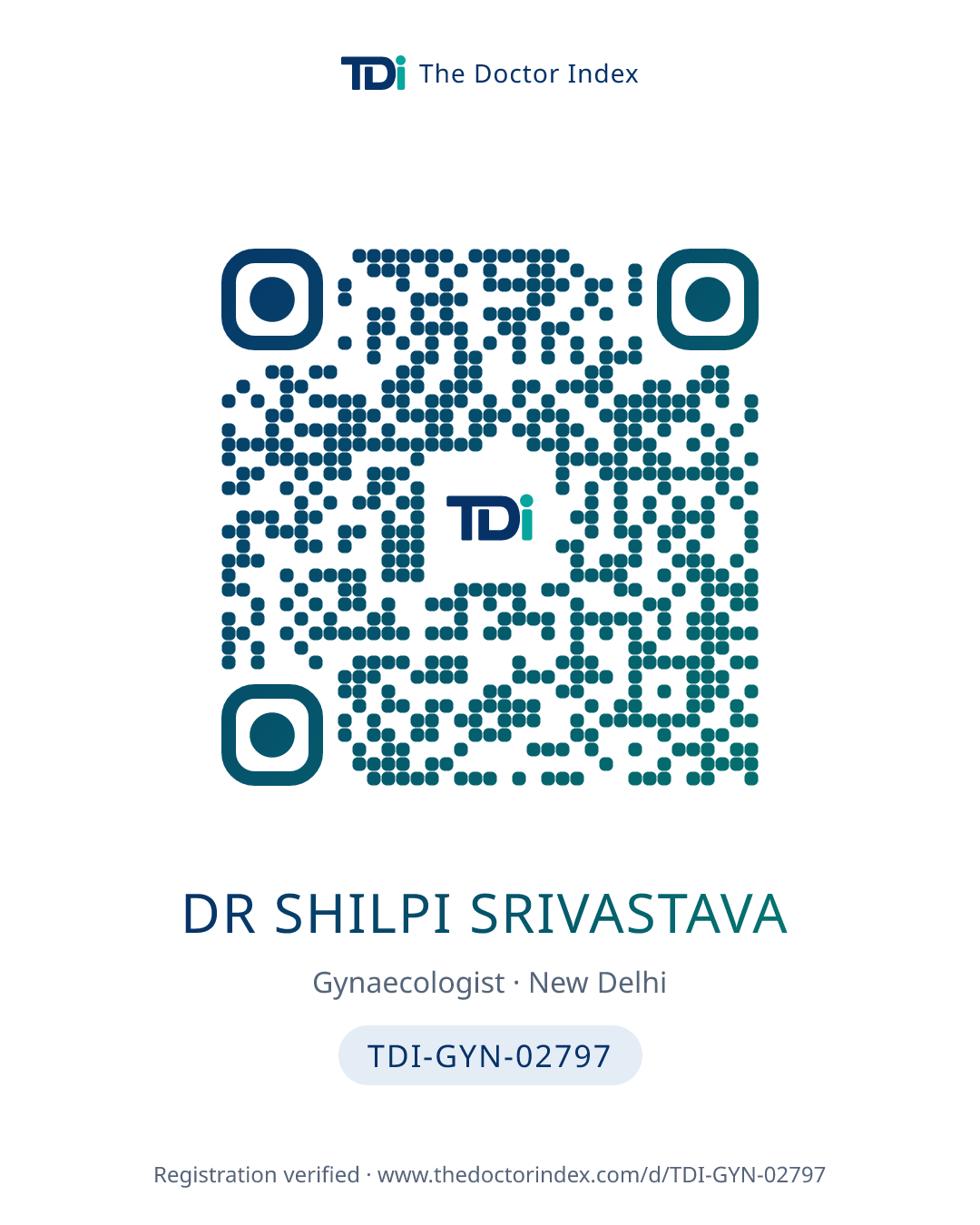QR card for Dr Shilpi Srivastava, TDI-GYN-02797