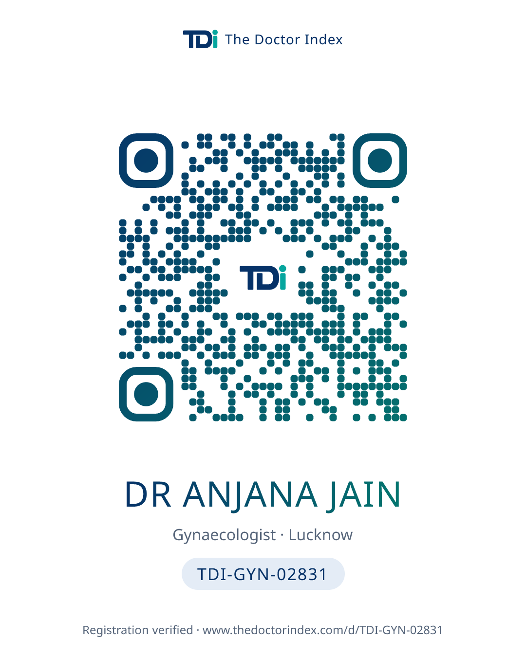QR card for Dr Anjana Jain, TDI-GYN-02831