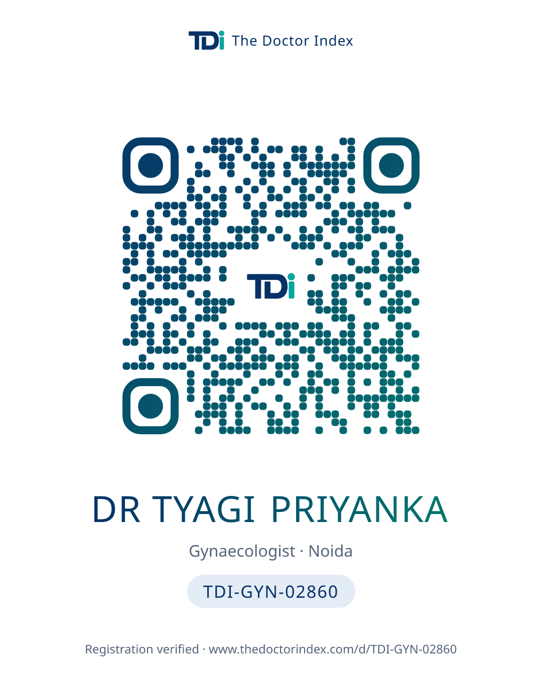 QR card for Dr Tyagi Priyanka, TDI-GYN-02860
