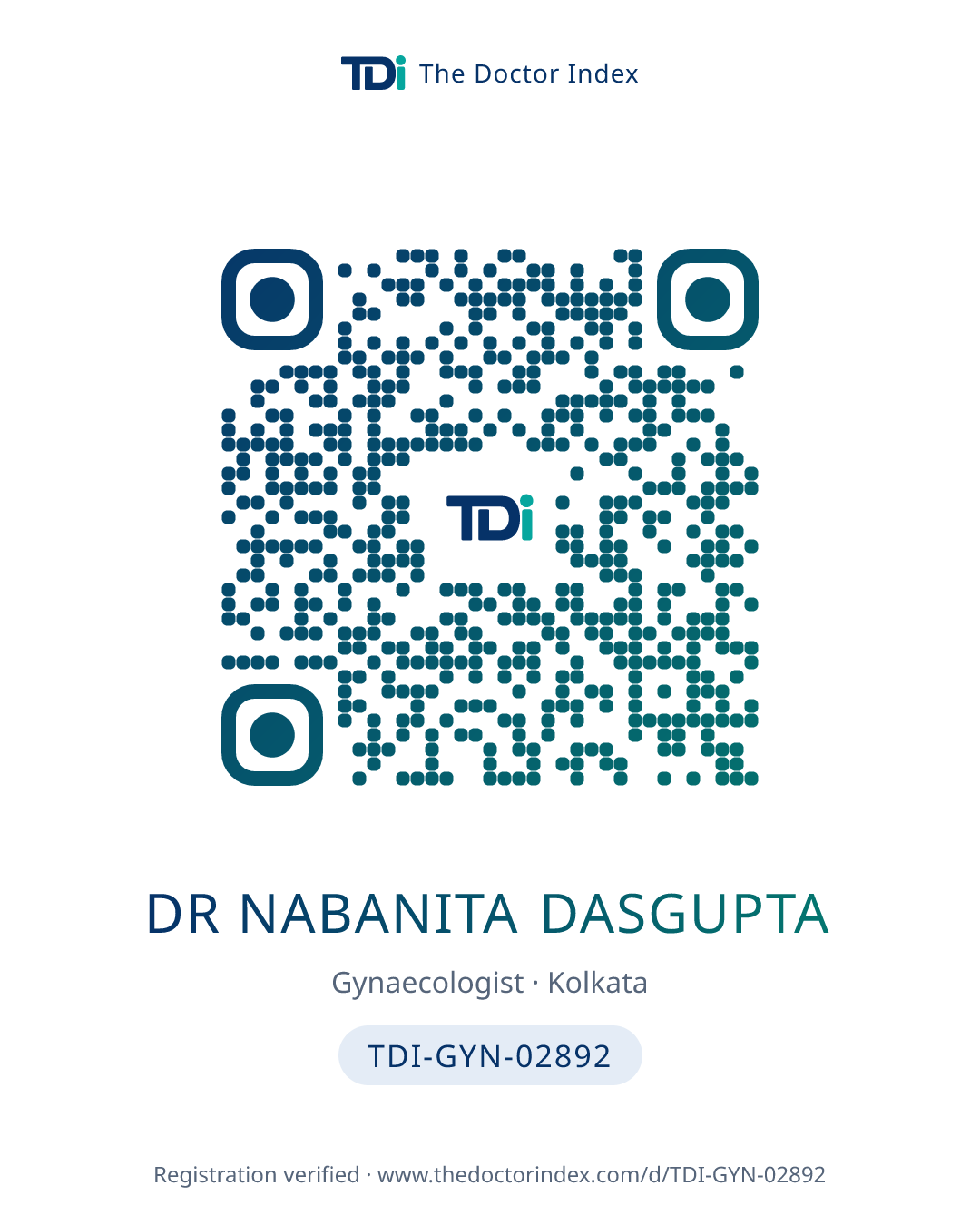 QR card for Dr Nabanita Dasgupta, TDI-GYN-02892