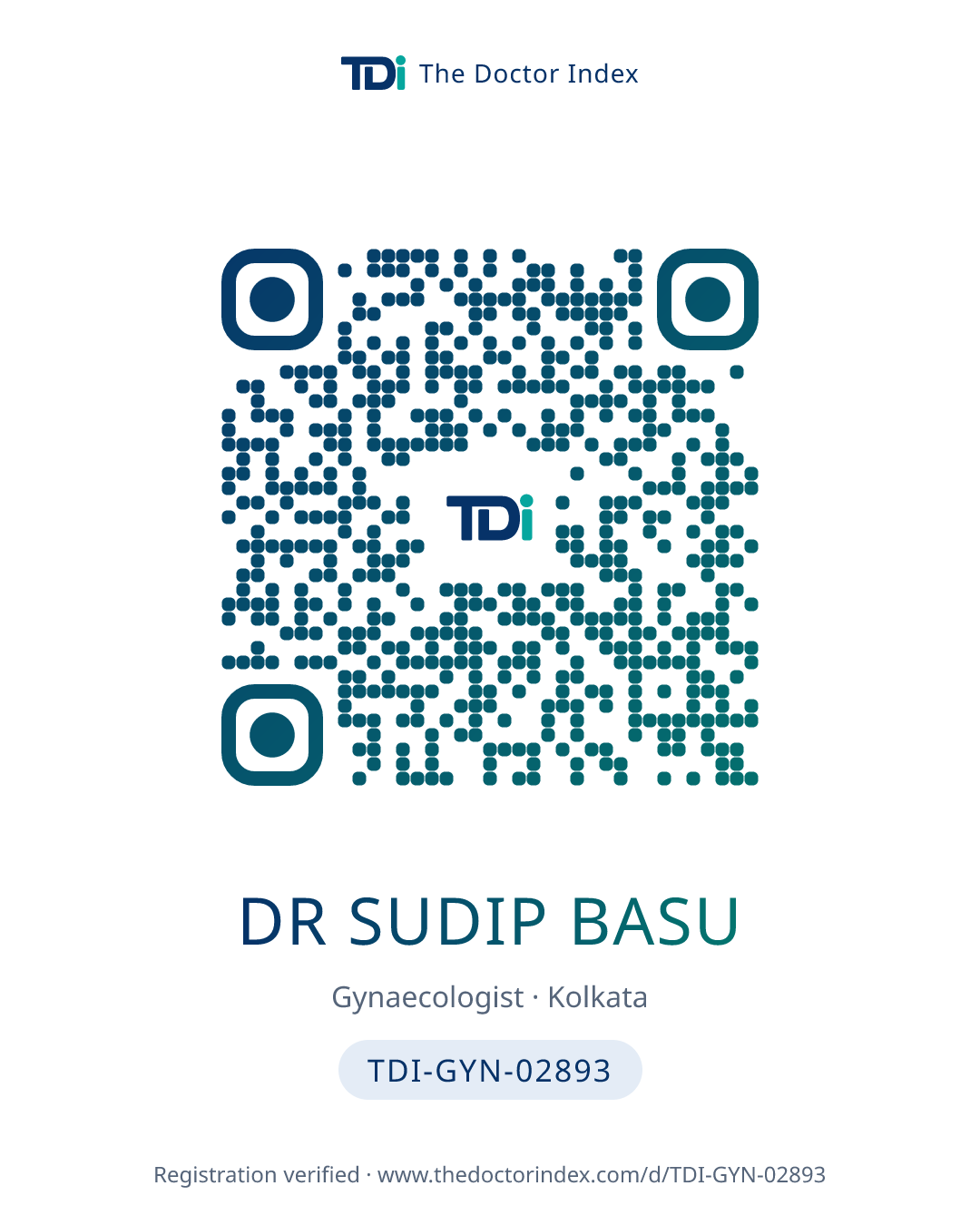 QR card for Dr Sudip Basu, TDI-GYN-02893