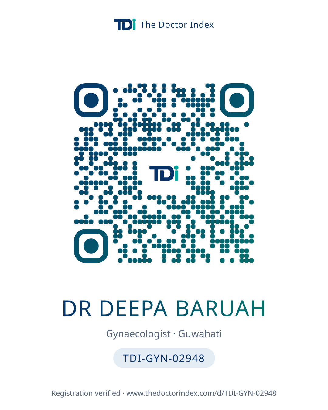 QR card for Dr Deepa Baruah, TDI-GYN-02948