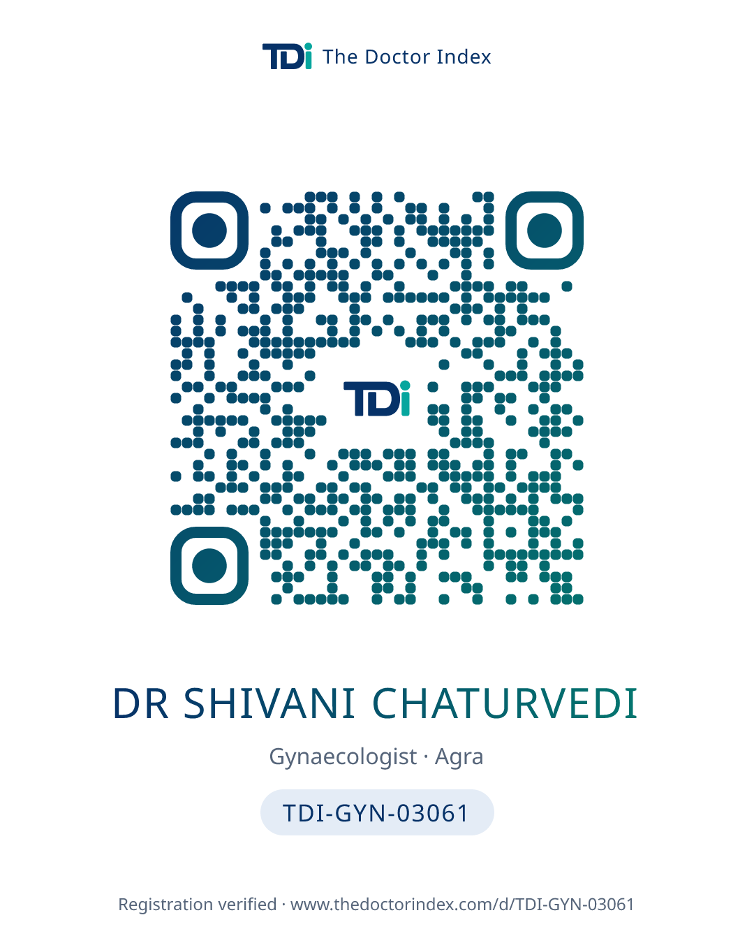QR card for Dr Shivani Chaturvedi, TDI-GYN-03061