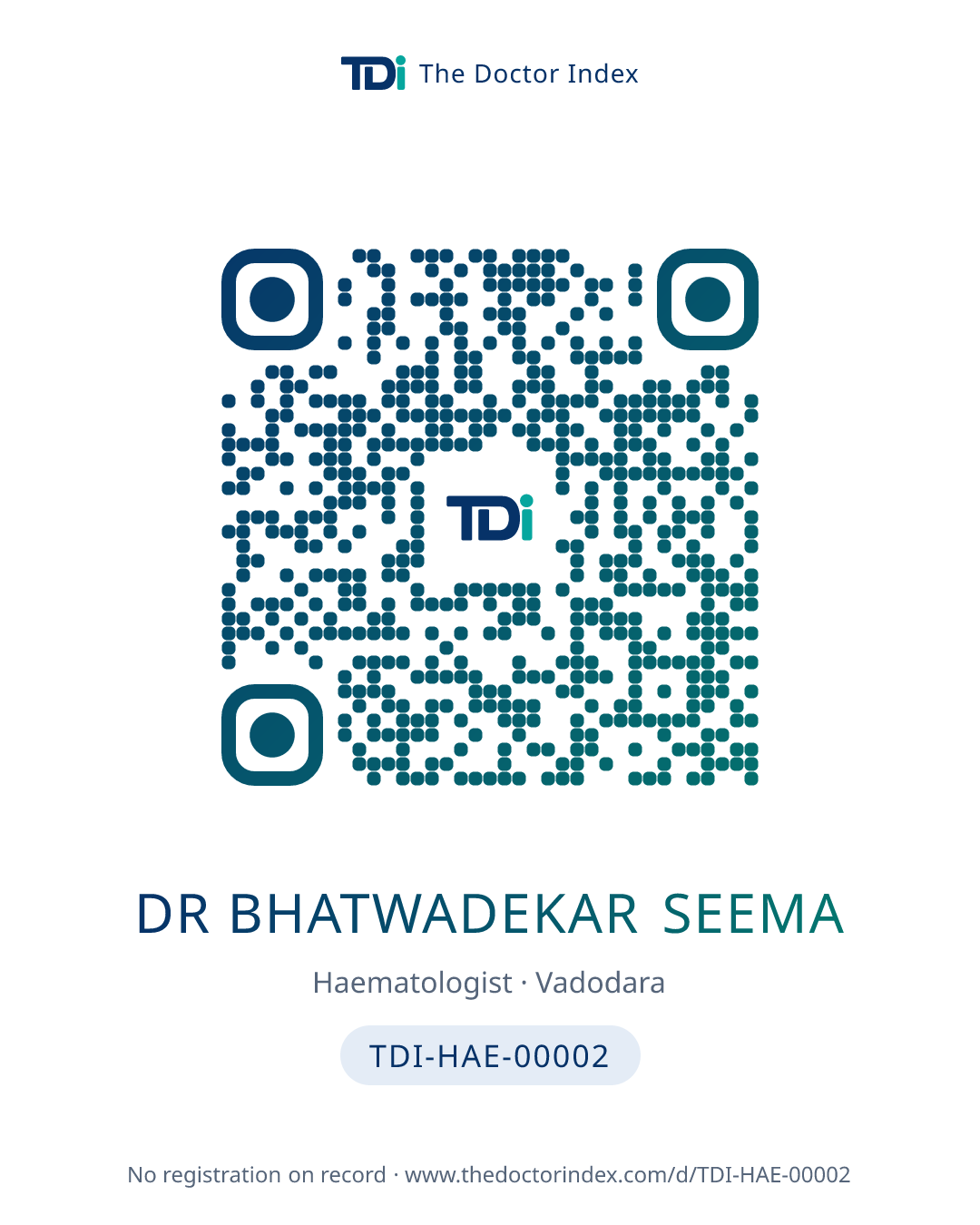 QR card for Dr Bhatwadekar Seema, TDI-HAE-00002