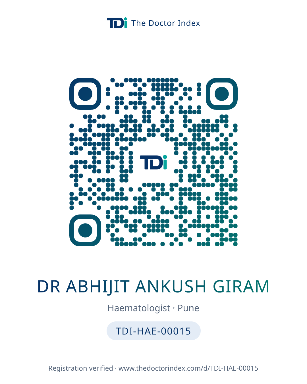QR card for Dr Abhijit Ankush Giram, TDI-HAE-00015