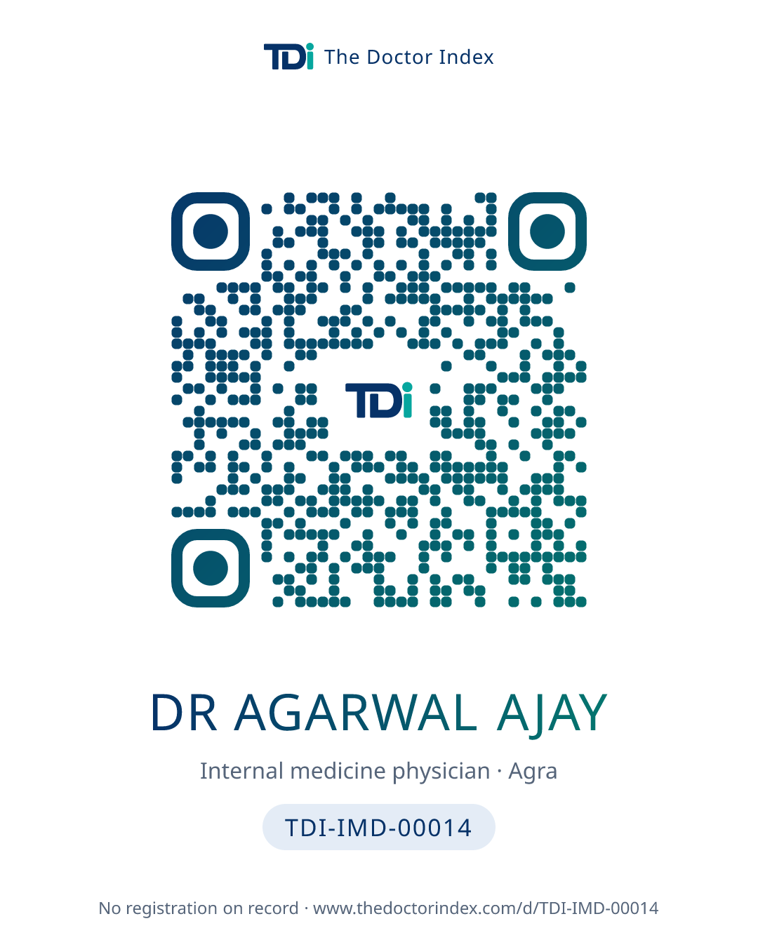 QR card for Dr Agarwal Ajay, TDI-IMD-00014
