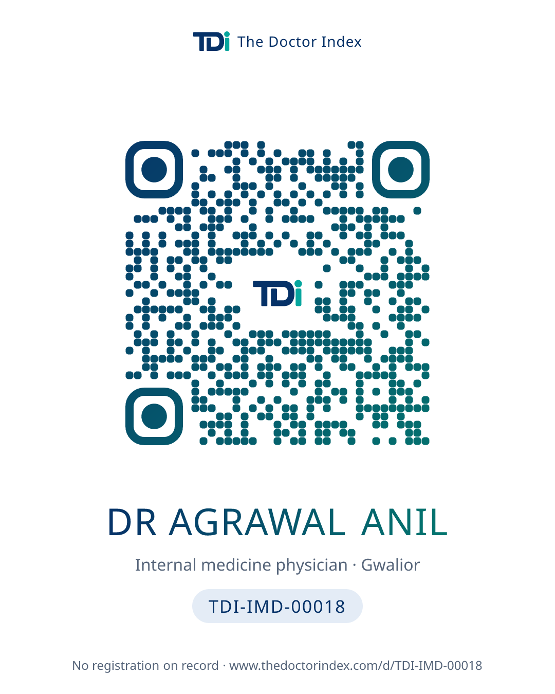 QR card for Dr Agrawal Anil, TDI-IMD-00018