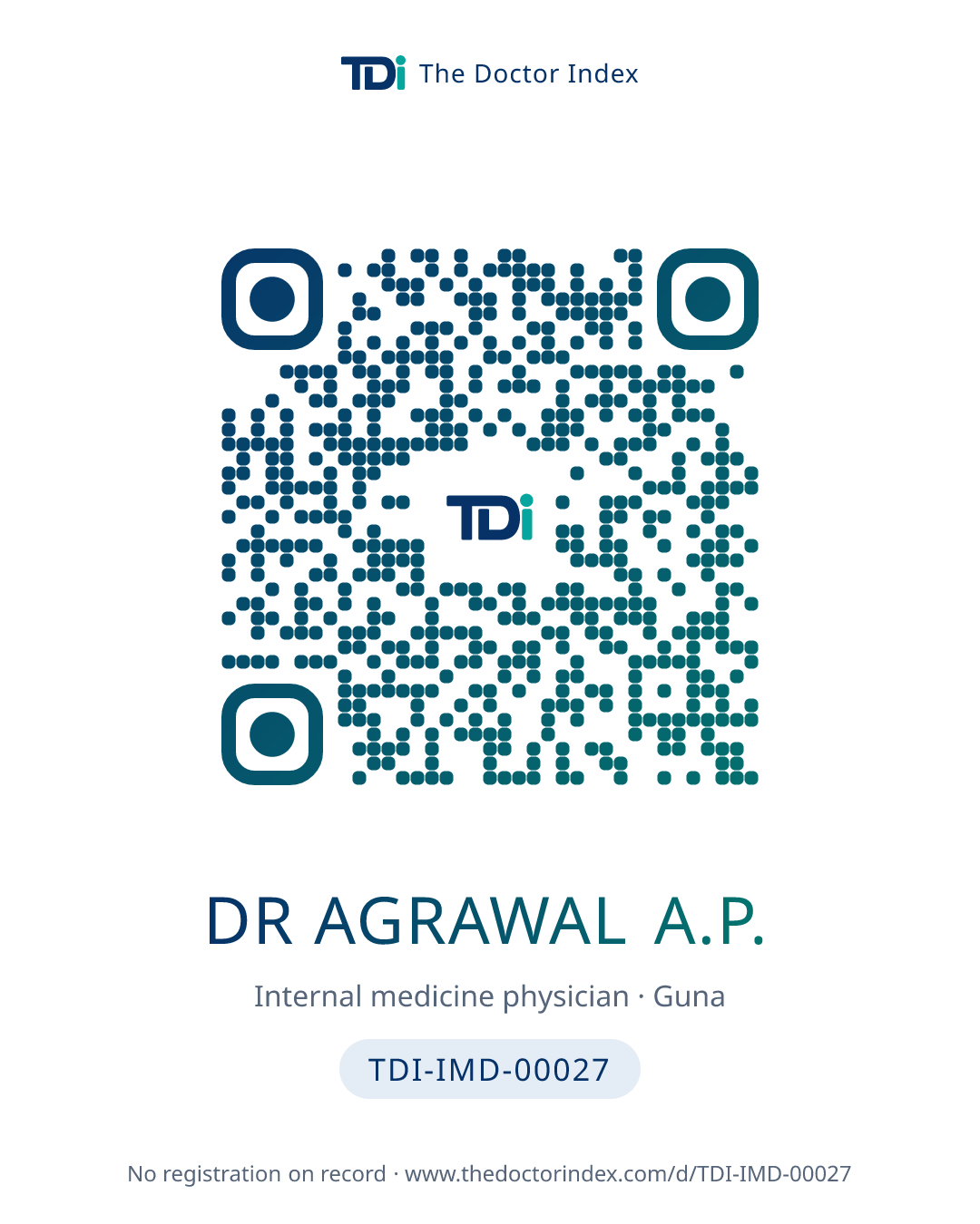 QR card for Dr Agrawal A.P., TDI-IMD-00027