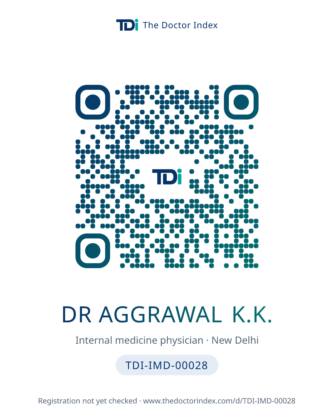 QR card for Dr Aggrawal K.K., TDI-IMD-00028