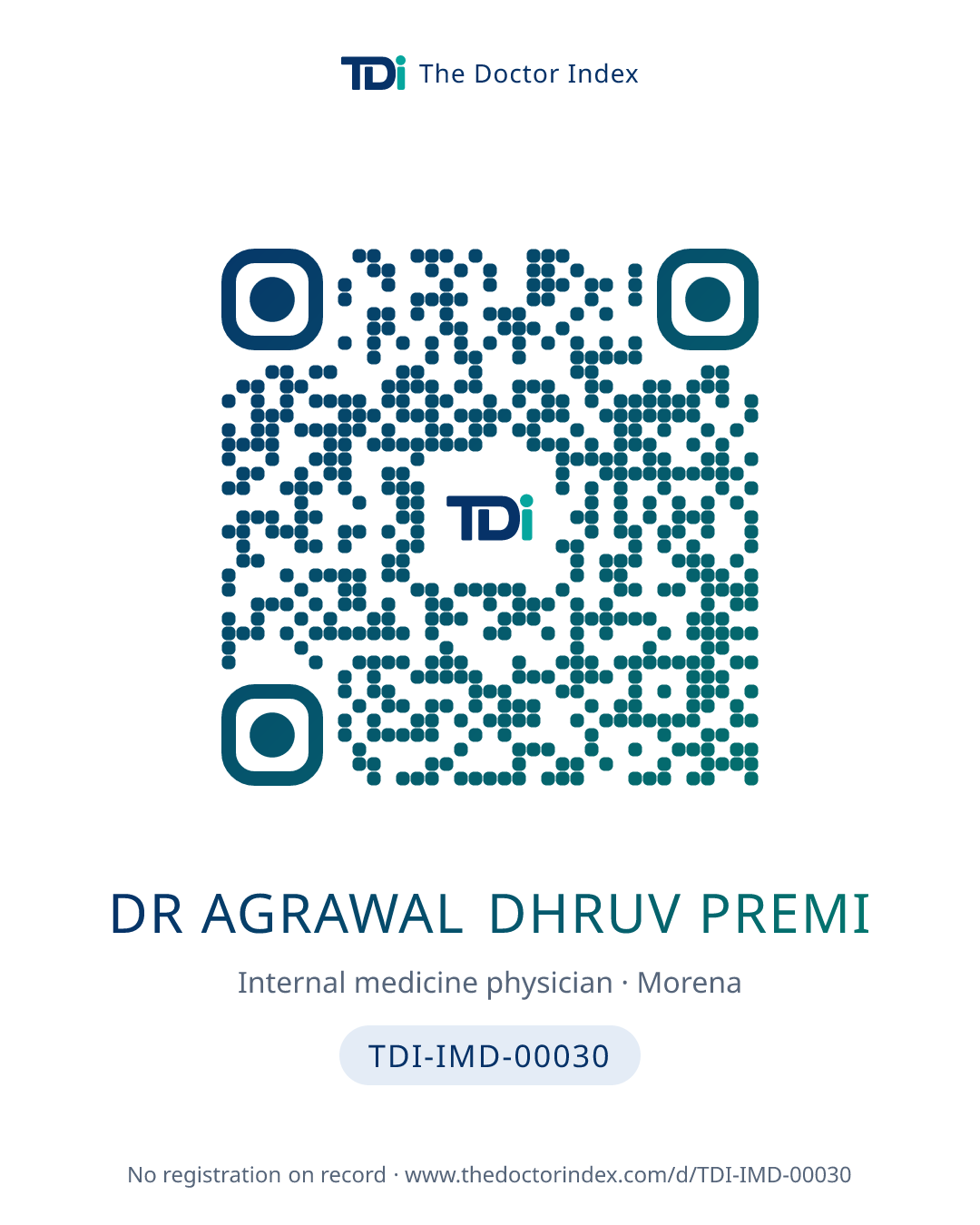 QR card for Dr Agrawal Dhruv Premi, TDI-IMD-00030