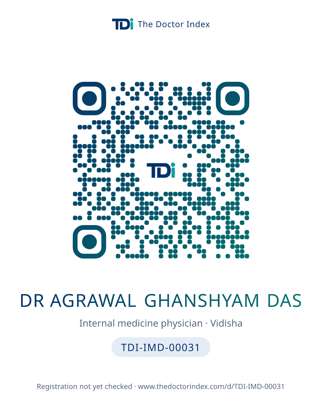 QR card for Dr Agrawal Ghanshyam Das, TDI-IMD-00031