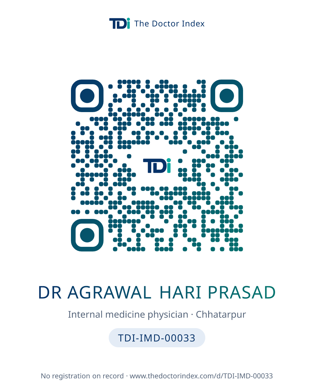 QR card for Dr Agrawal Hari Prasad, TDI-IMD-00033